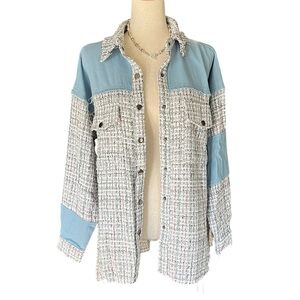 Dance & Marvel Tweed and Denim Shacket